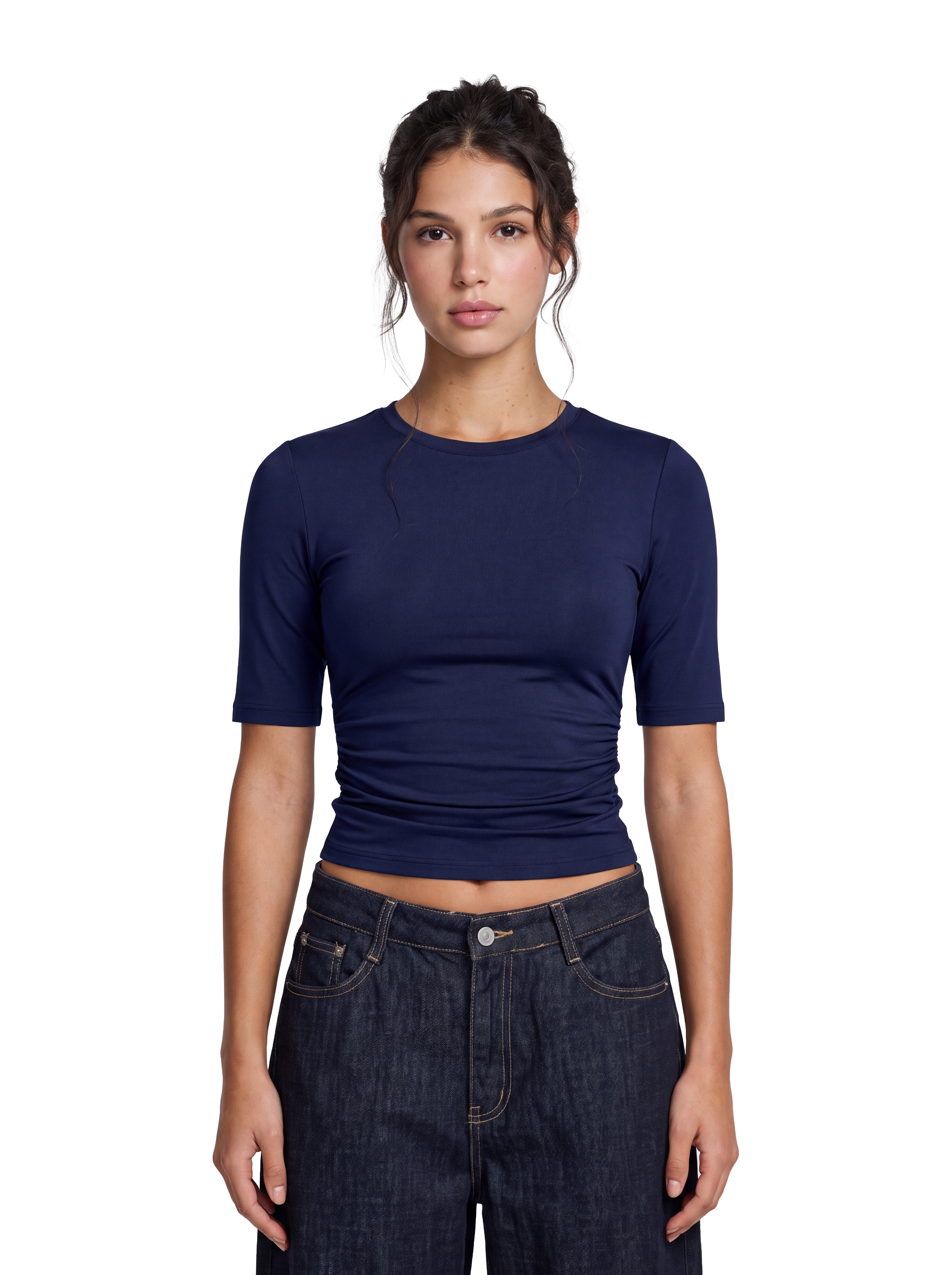 FITTED INTERLOCK T SHIRT NAVY