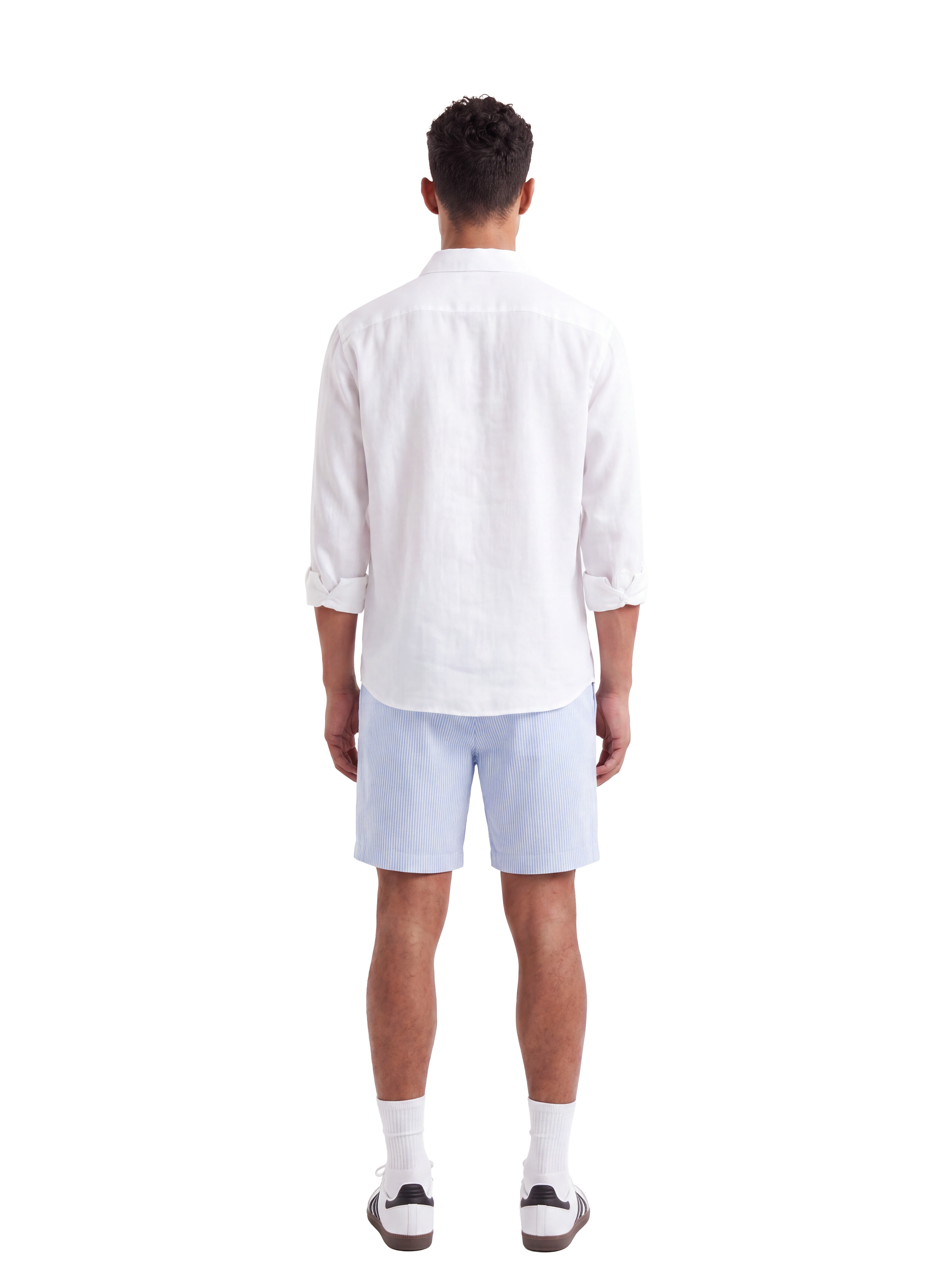 STRIPPED LINEN SHORT BABY BLUE