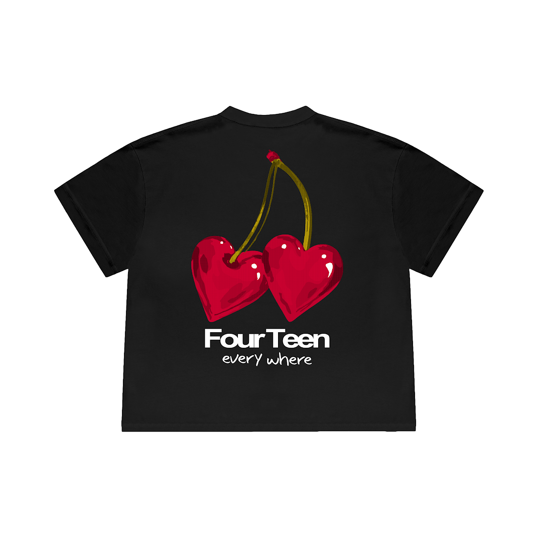 HEART CHERRIES BLACK T-SHIRT