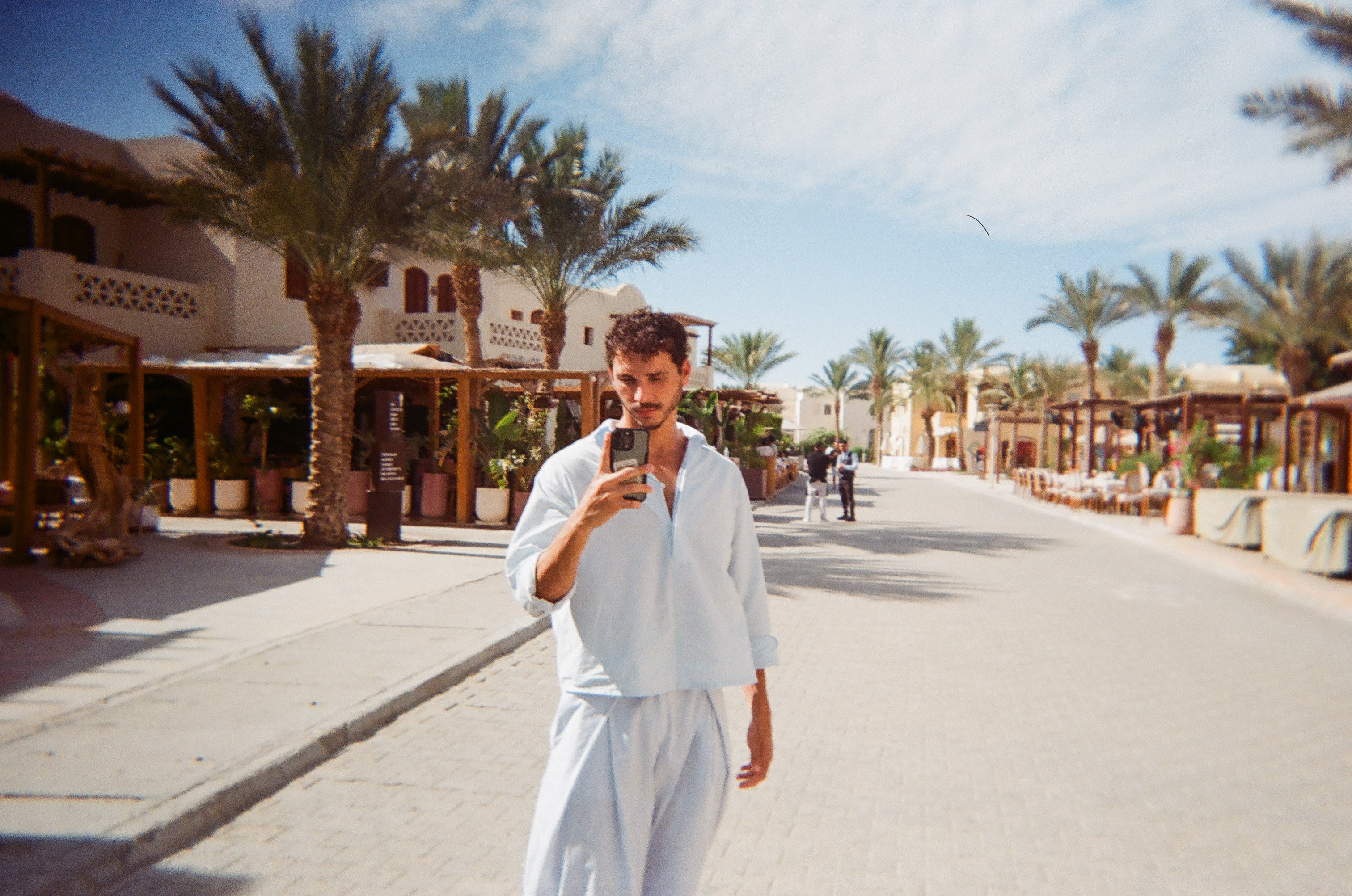 LINEN POLO SHIRT BABY BLUE