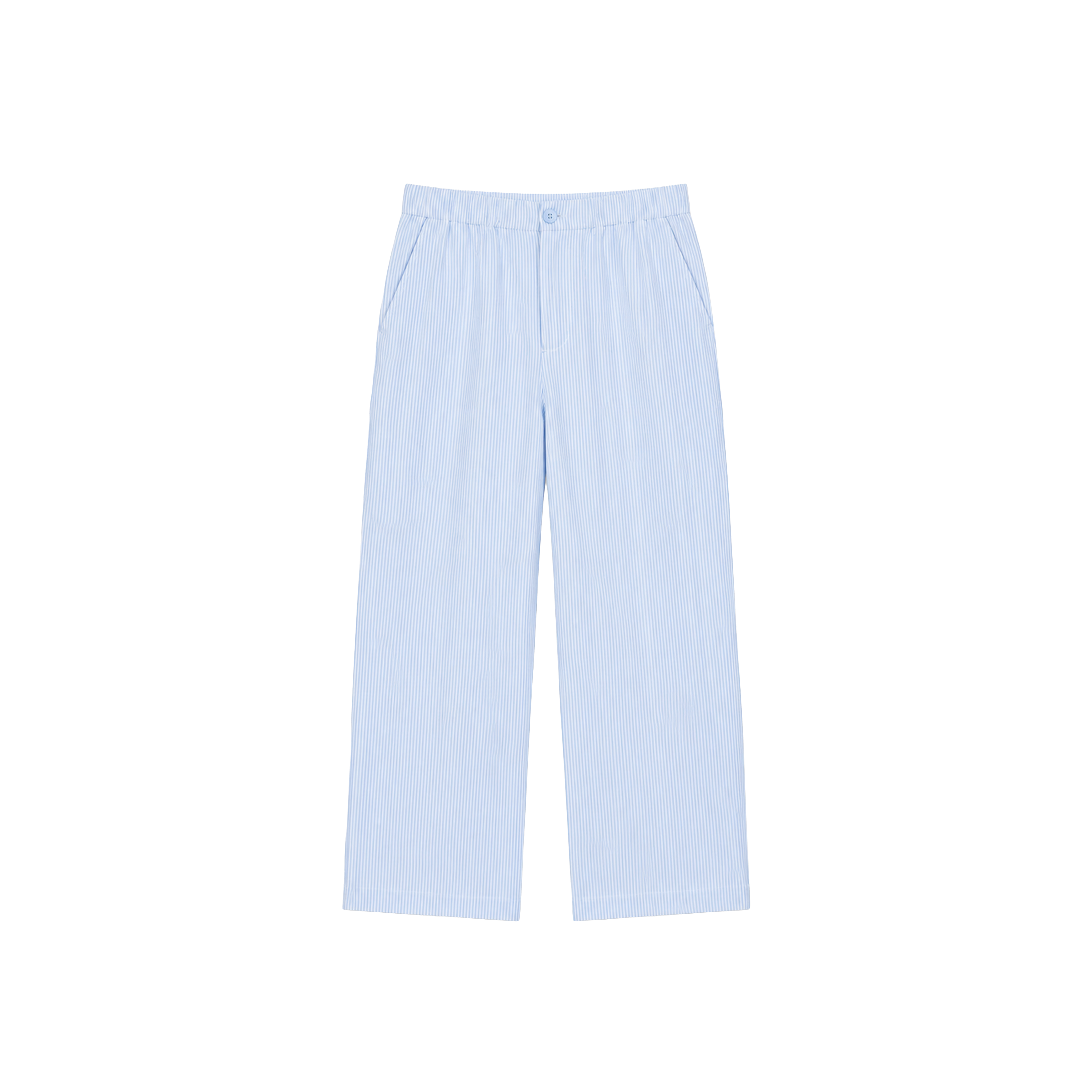 STRIPPED LINEN PANTS BABY BLUE