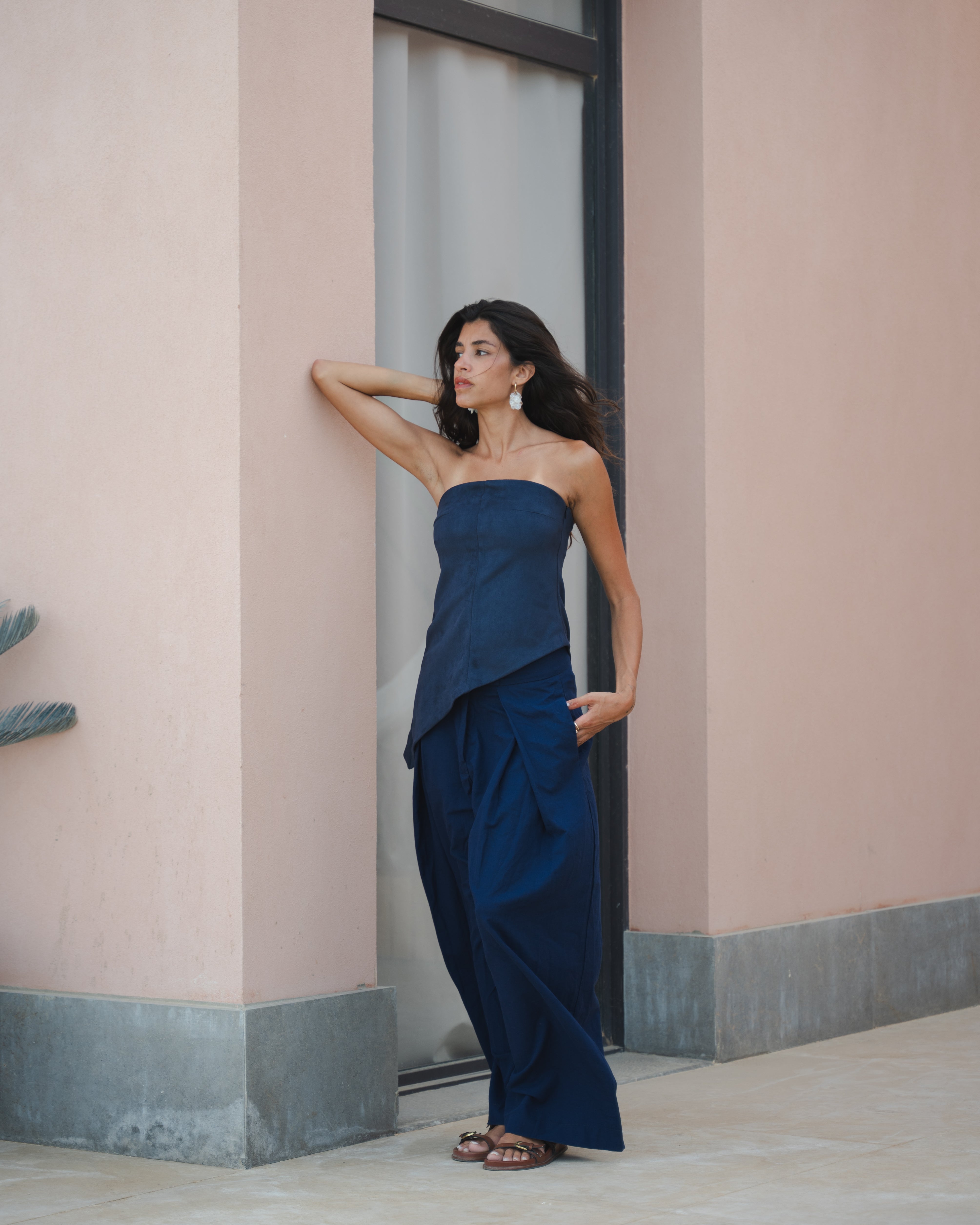 TAILORED LINEN PANTS NAVY