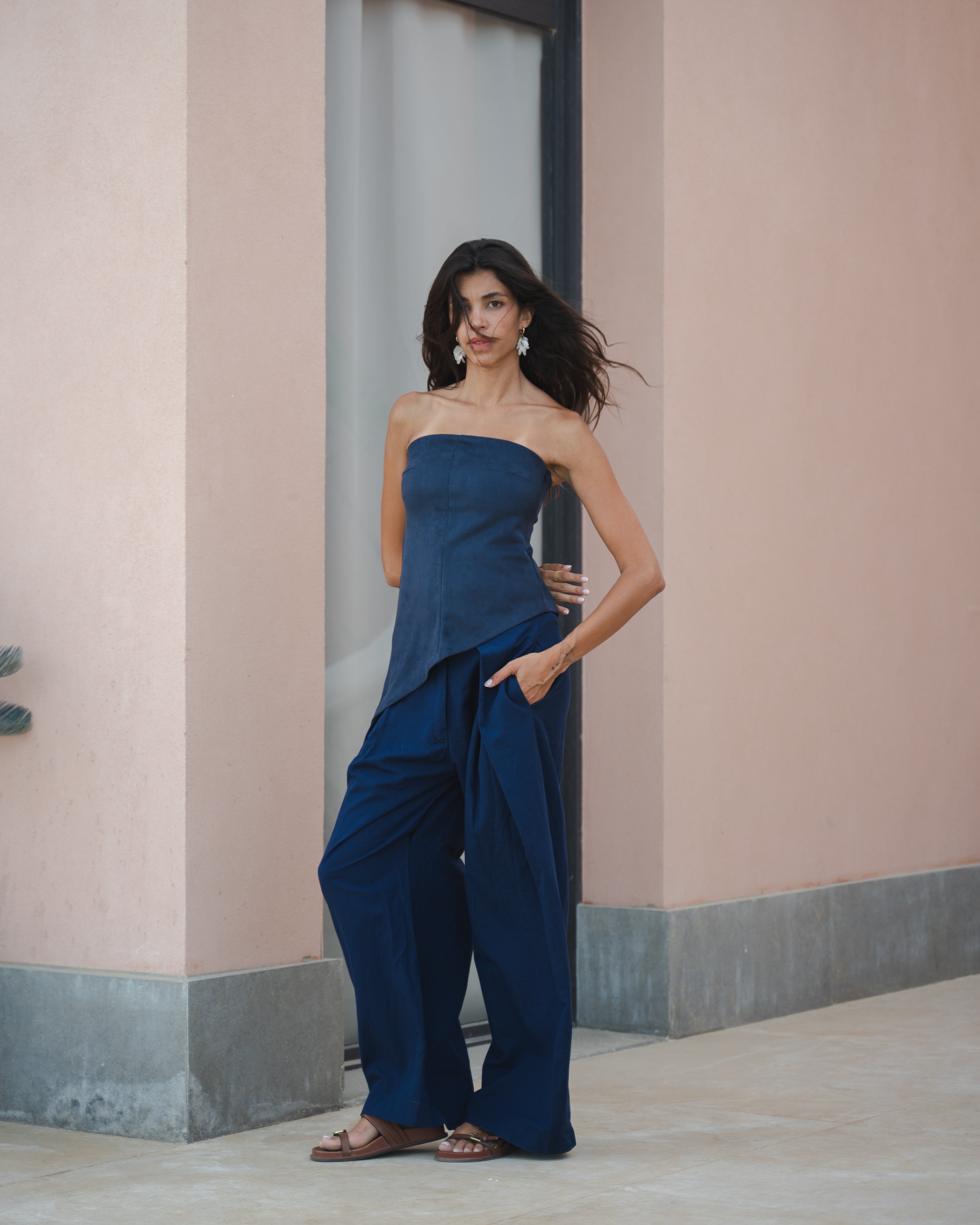 TAILORED LINEN PANTS NAVY