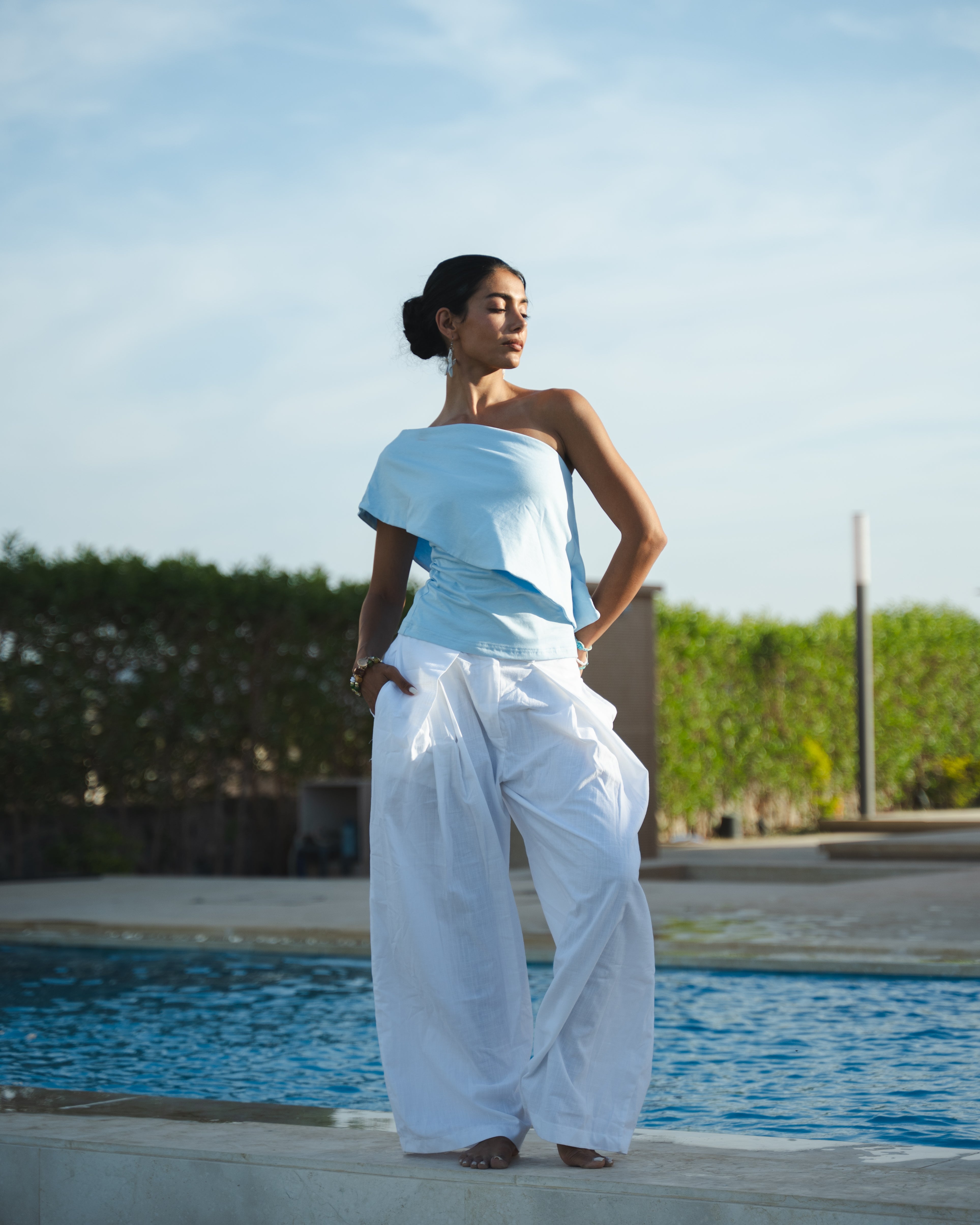 TAILORED LINEN PANTS WHITE