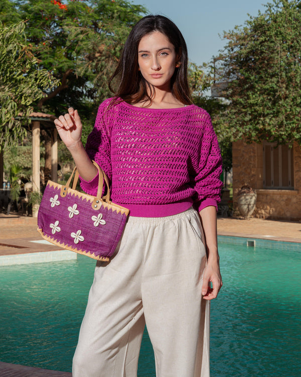 OFF SHOULDER KNITTED TOP PINK