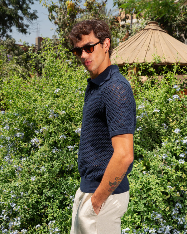 KNITED POLO 201 NAVY BLUE