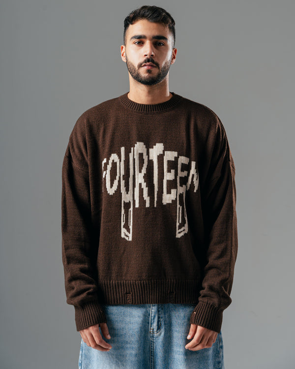 FOURTEEN KNITTED SWEATER BROWN