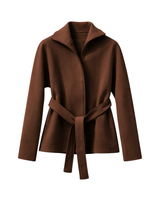 WOOL TRENCH JACKET BROWN