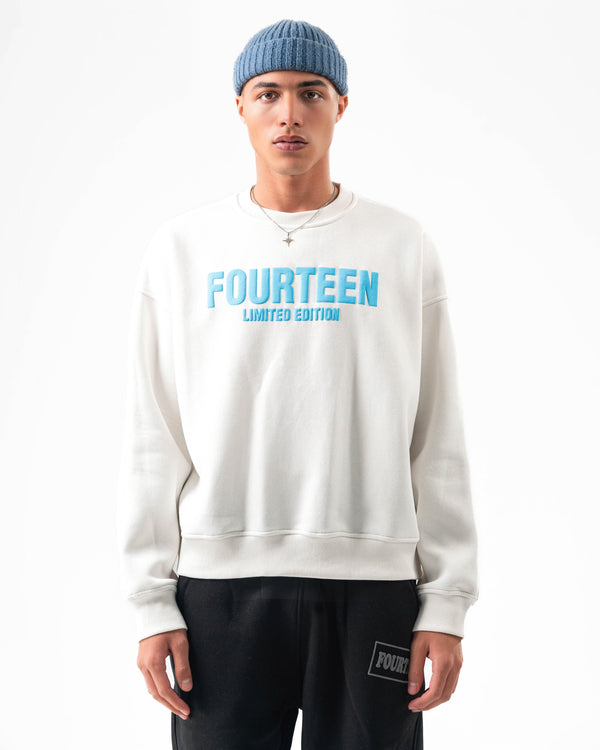 WHITE FOURTEEN CREWNECK