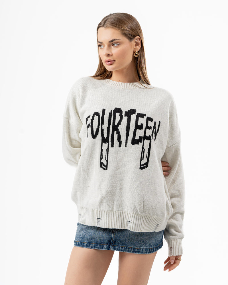 FOURTEEN KNITTED SWEATER WHITE