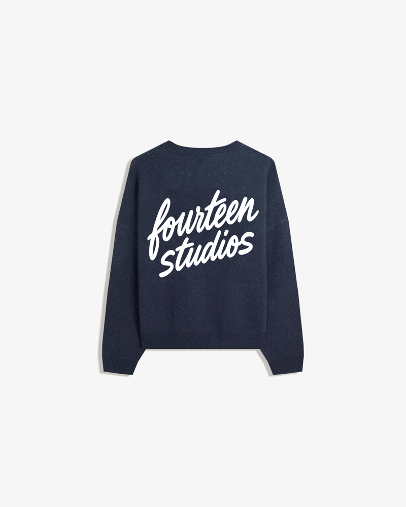 FOURTEEN STUDIO KNIITED SWEATER NAVY BLUE