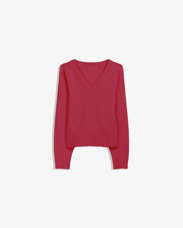 V KNITTED SWEATER BURGUNDY