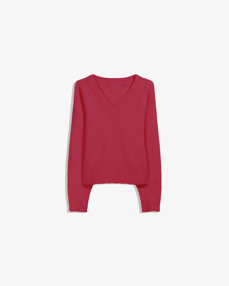 V KNITTED SWEATER BURGUNDY