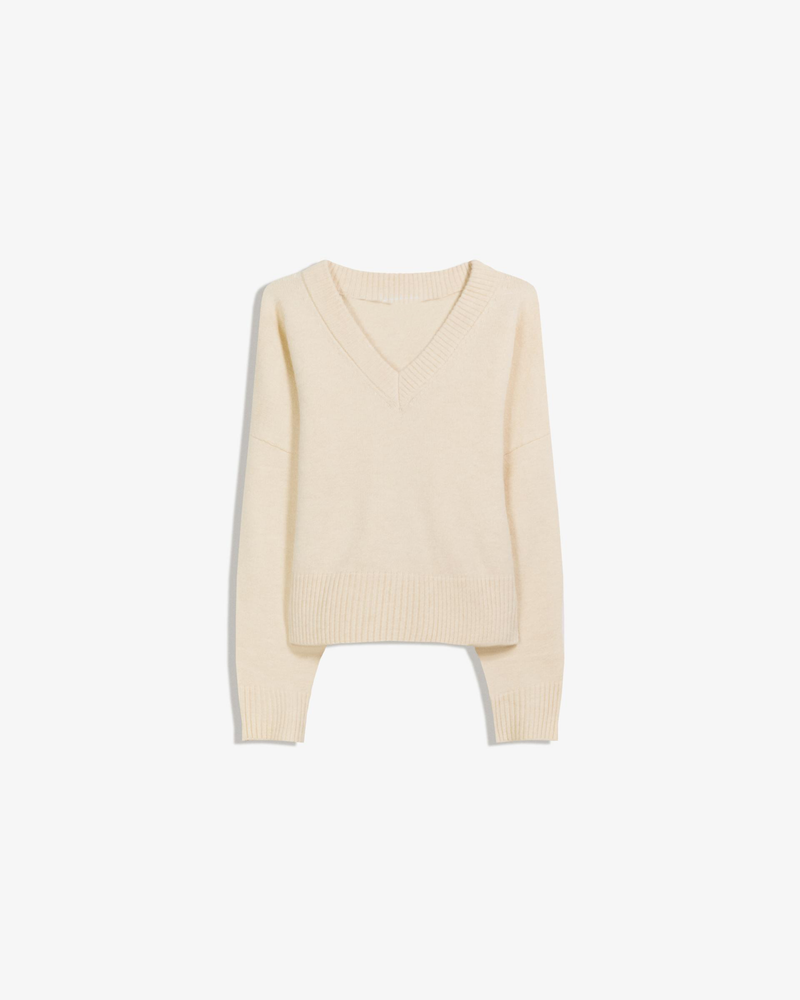 V KNITTED SWEATER BEIGE