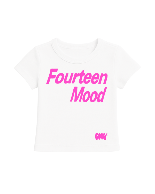 FOURTEEN MOOD BABY TEE WHITE X PINK