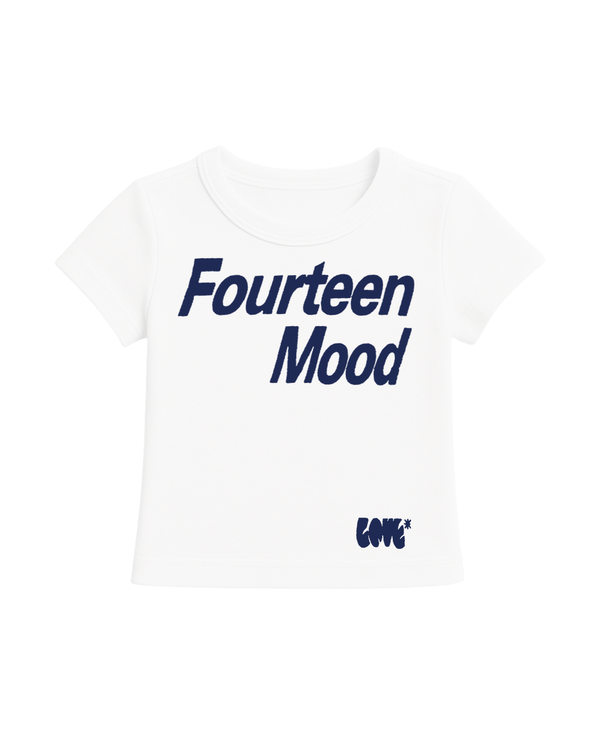 FOURTEEN MOOD BABY TEE WHITE X BLUE