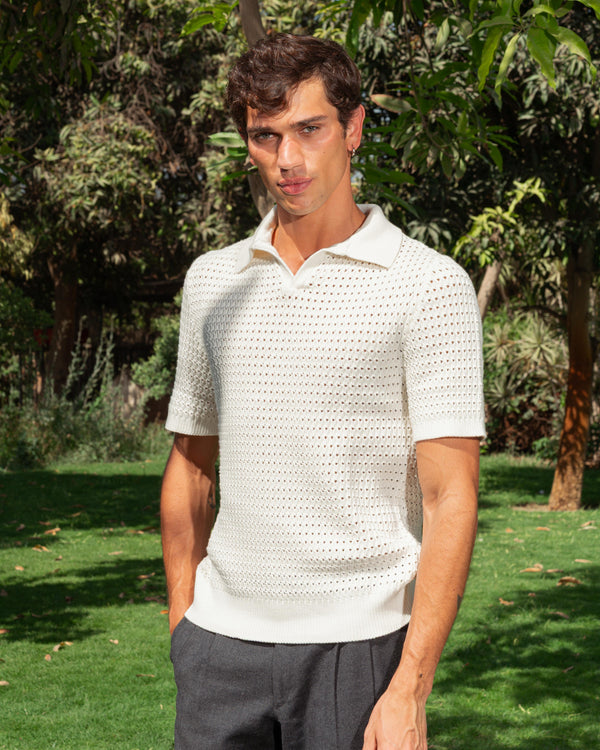 KNITTED POLO 203 WHITE
