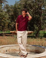 KNITTED POLO 208 BURGUNDY