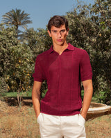 KNITTED POLO 208 BURGUNDY