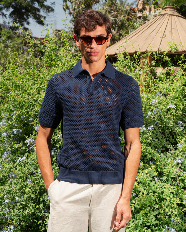 KNITED POLO 201 NAVY BLUE