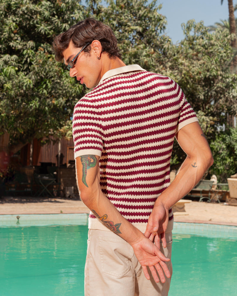 KNITTED POLO 202 BURGUNDY