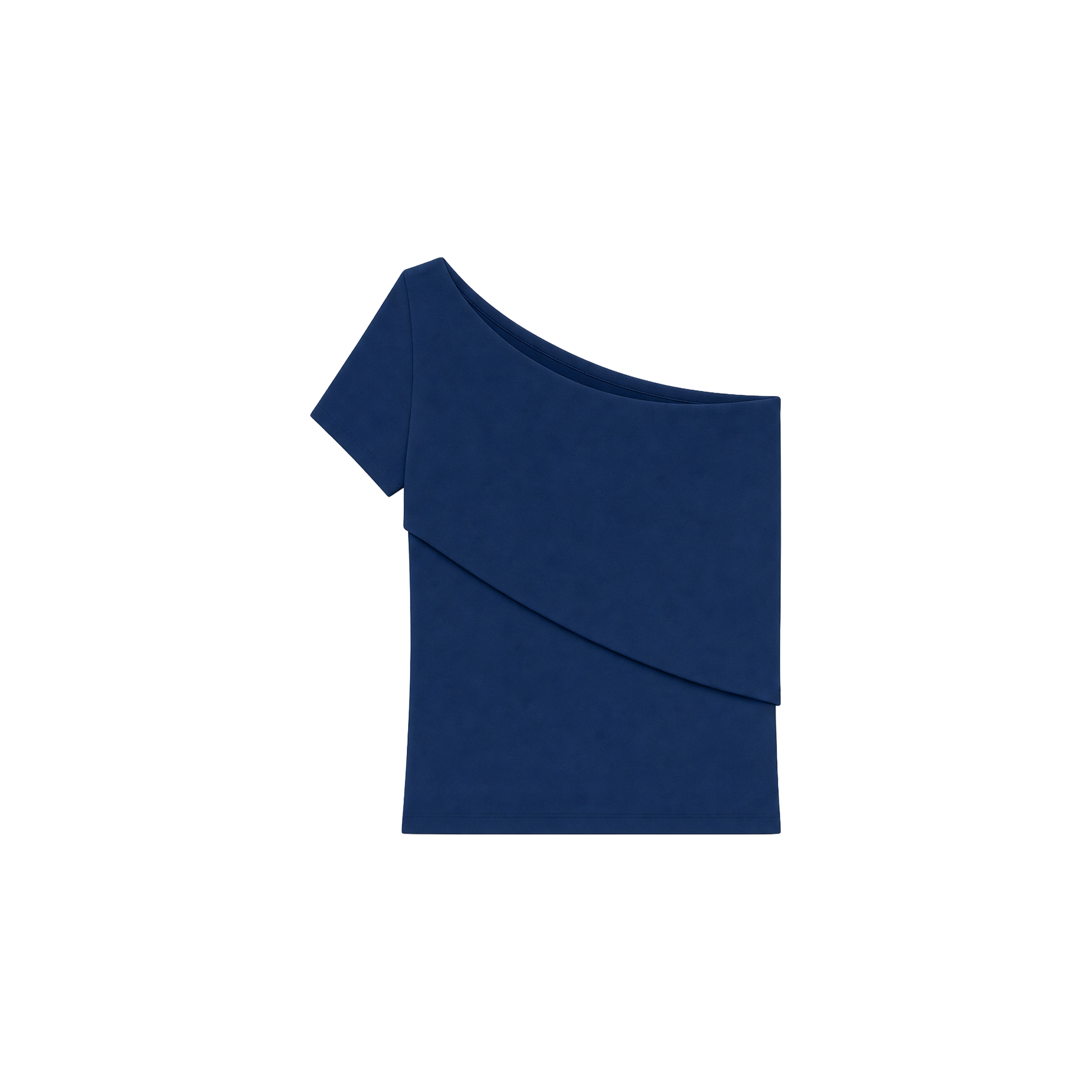 ASYMMETRICAL INTERLOCK TOP NAVY