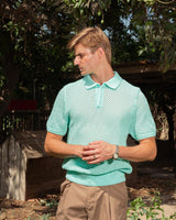KNITTED POLO 201 AQUA