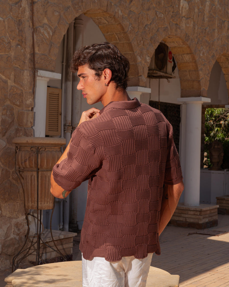 KNITTED POLO 205 BROWN