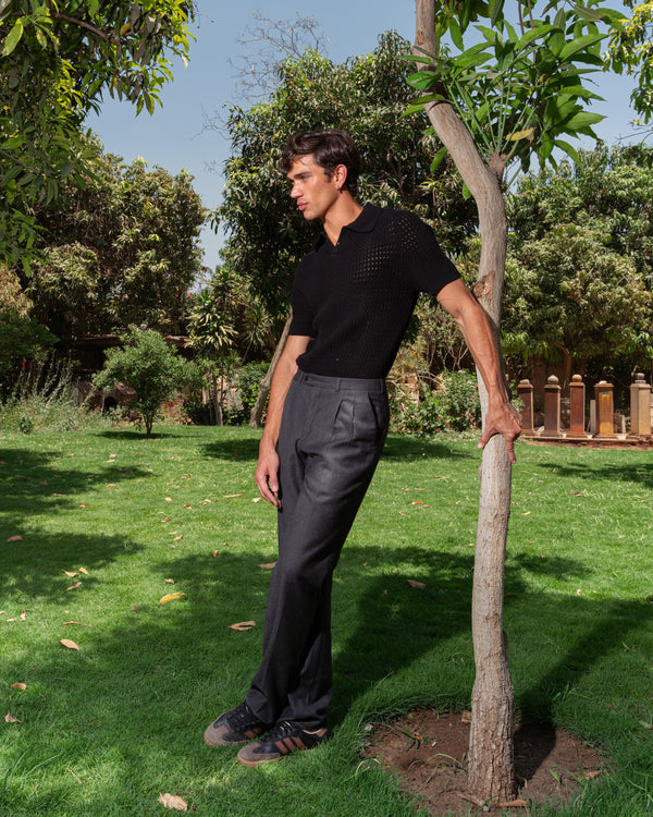 KNITTED POLO 203 BLACK