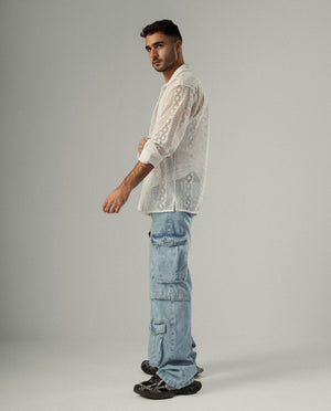 “14” baggy cargo jeans blue