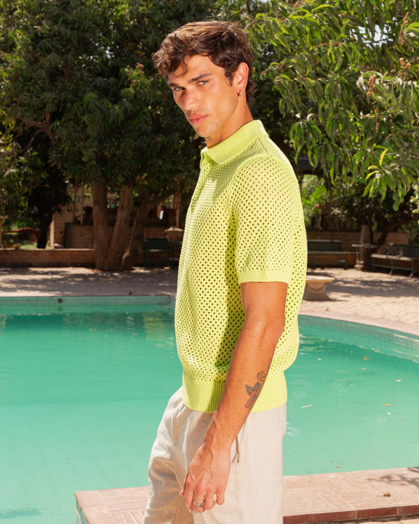 KNITTED POLO 201 LEMON GREEN