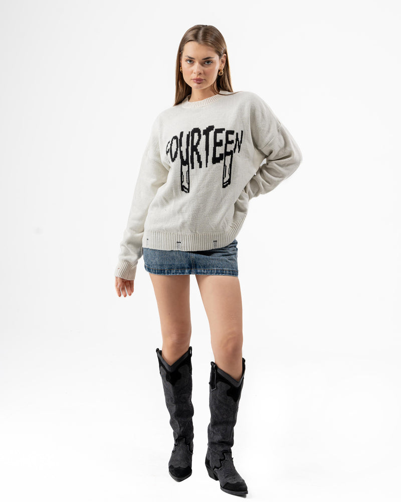 FOURTEEN KNITTED SWEATER WHITE