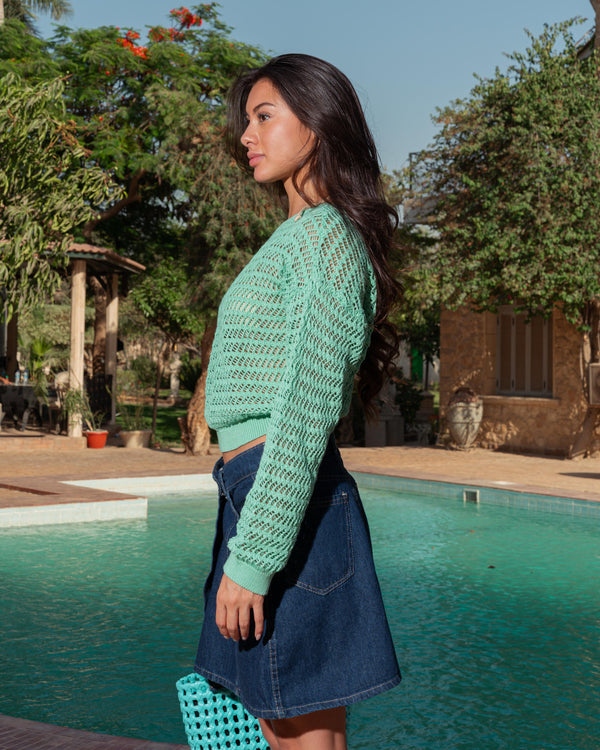 OFF SHOULDER KNITTED TOP MINT