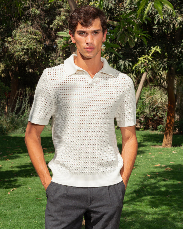 KNITTED POLO 203 WHITE