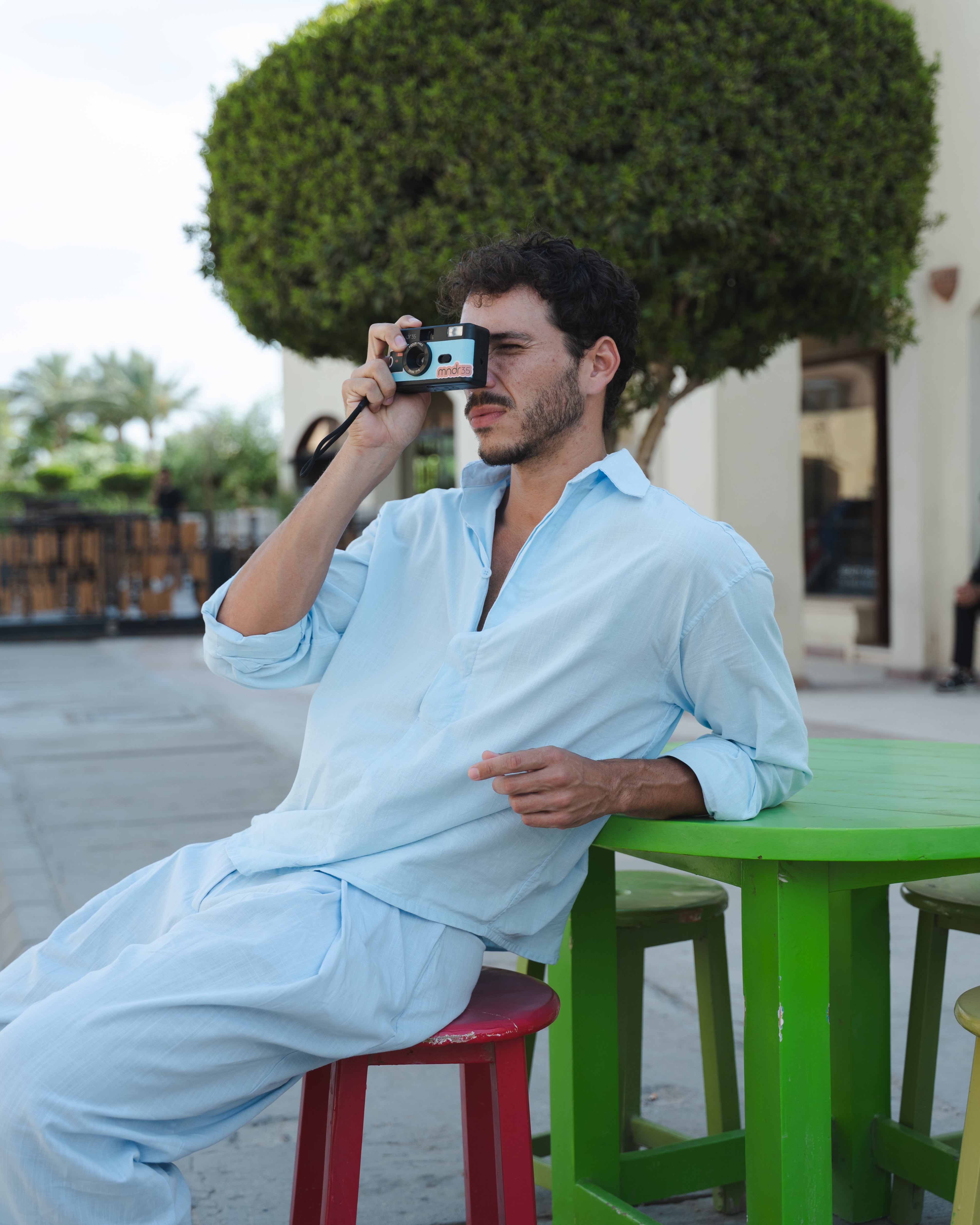 LINEN POLO SHIRT BABY BLUE