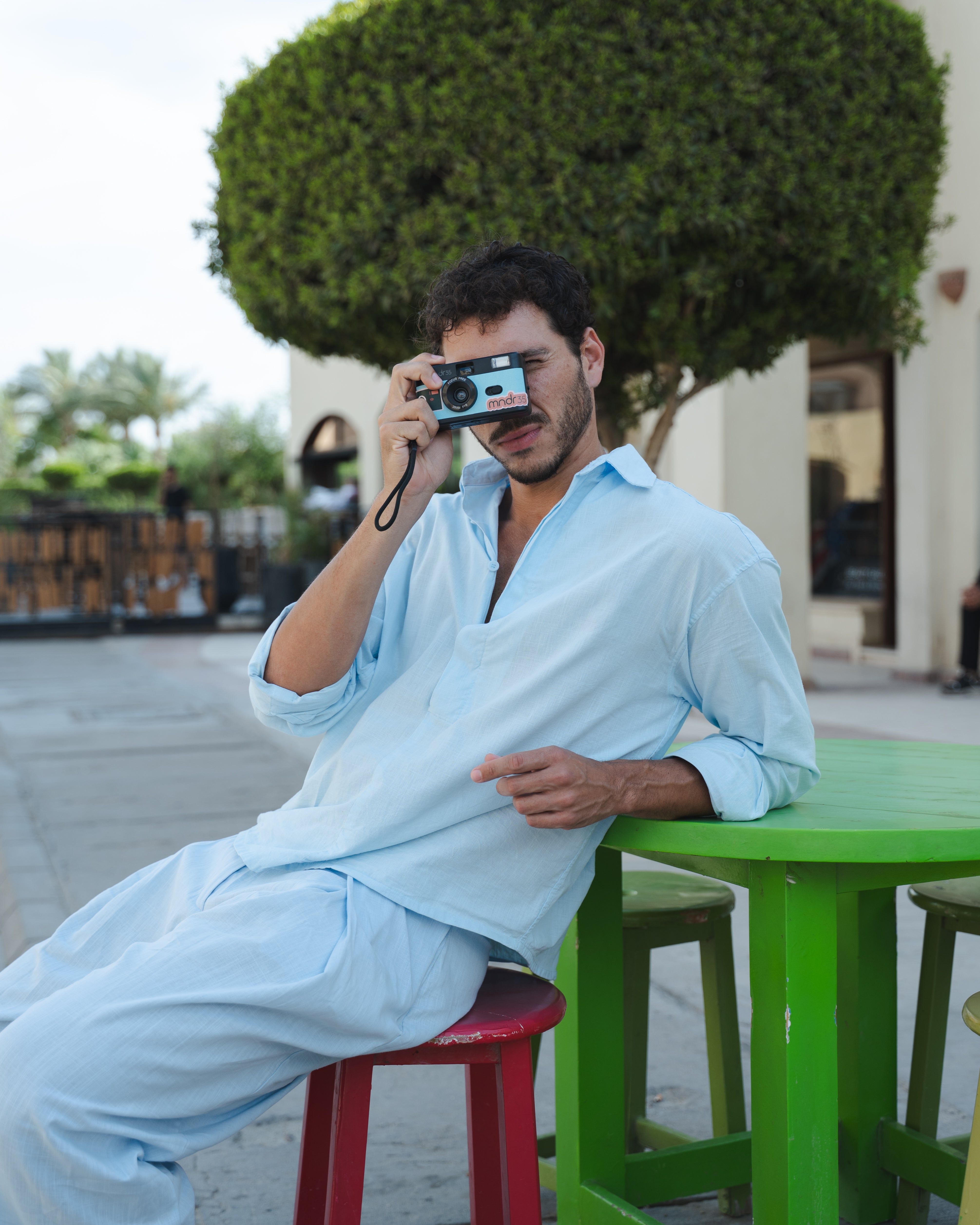 LINEN POLO SHIRT BABY BLUE