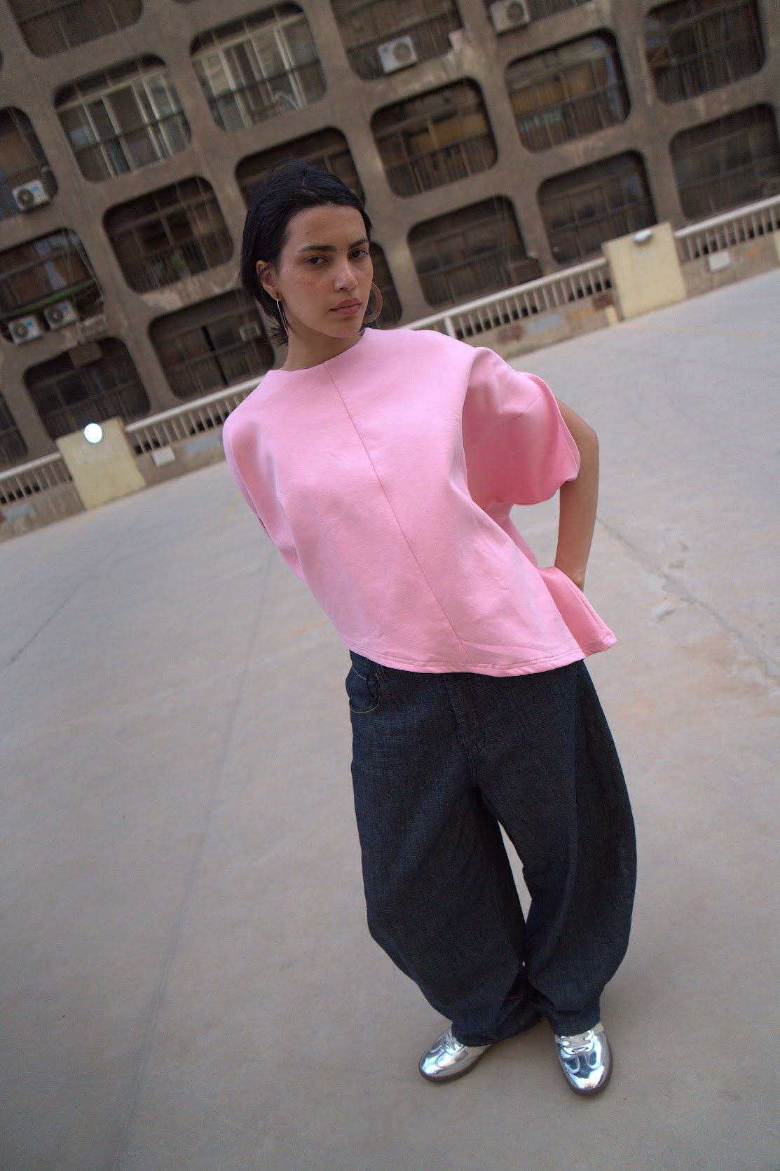 ASYMMETRIC CAPE ROSE TOP
