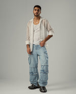 “14” baggy cargo jeans blue