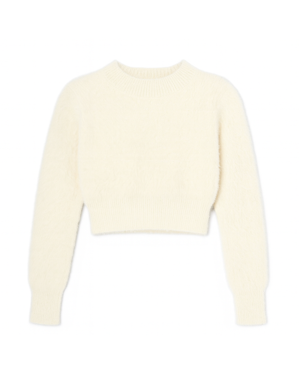 STRIPPED MOHAIR TOP WHITE