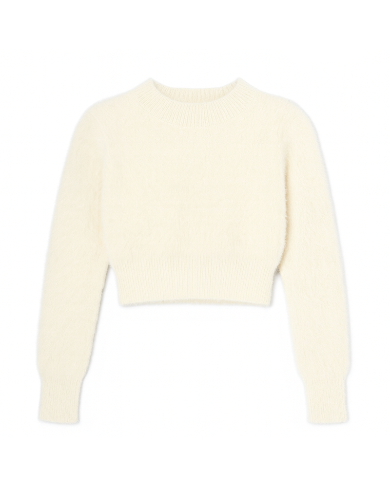 STRIPPED MOHAIR TOP WHITE