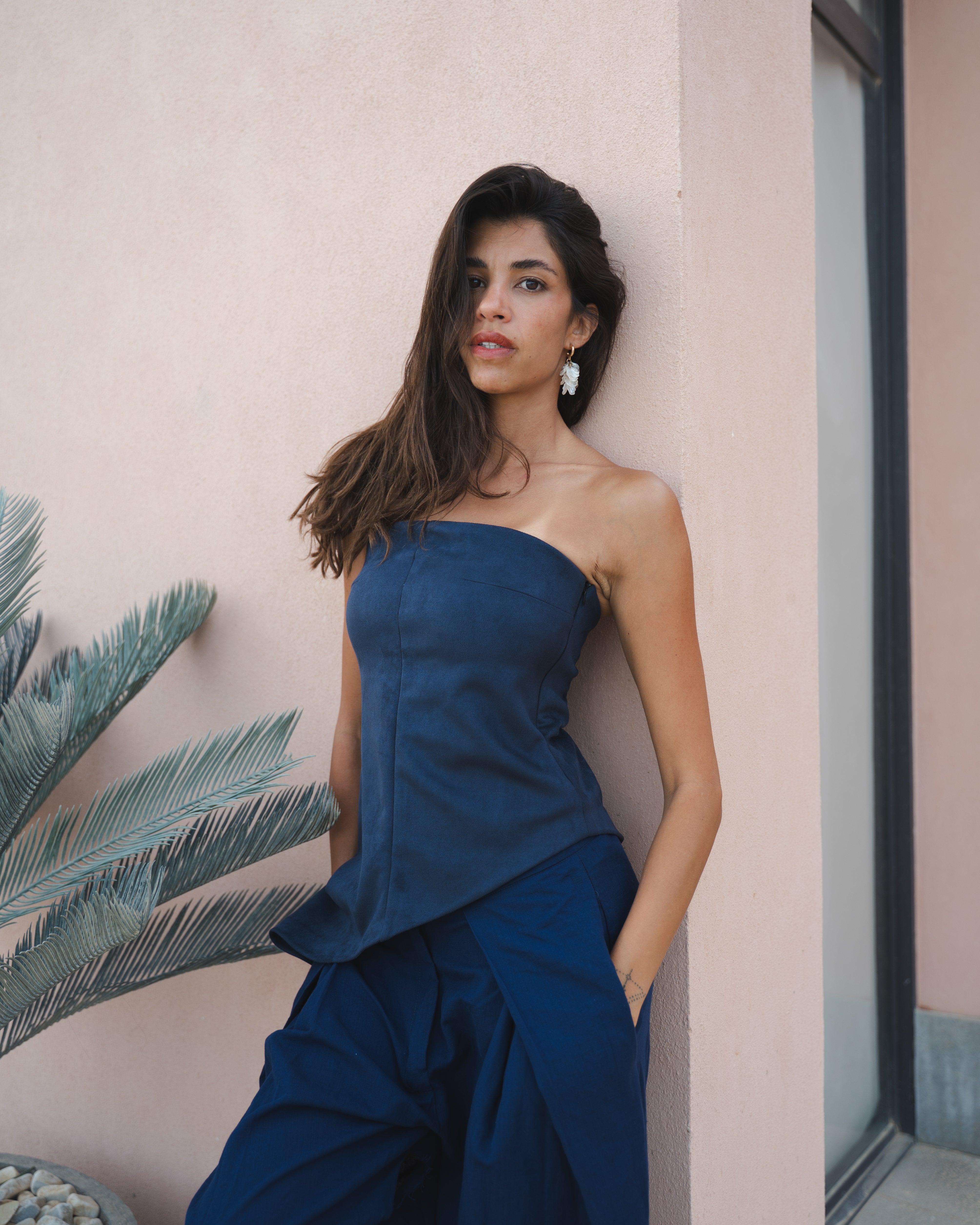 TAILORED LINEN PANTS NAVY