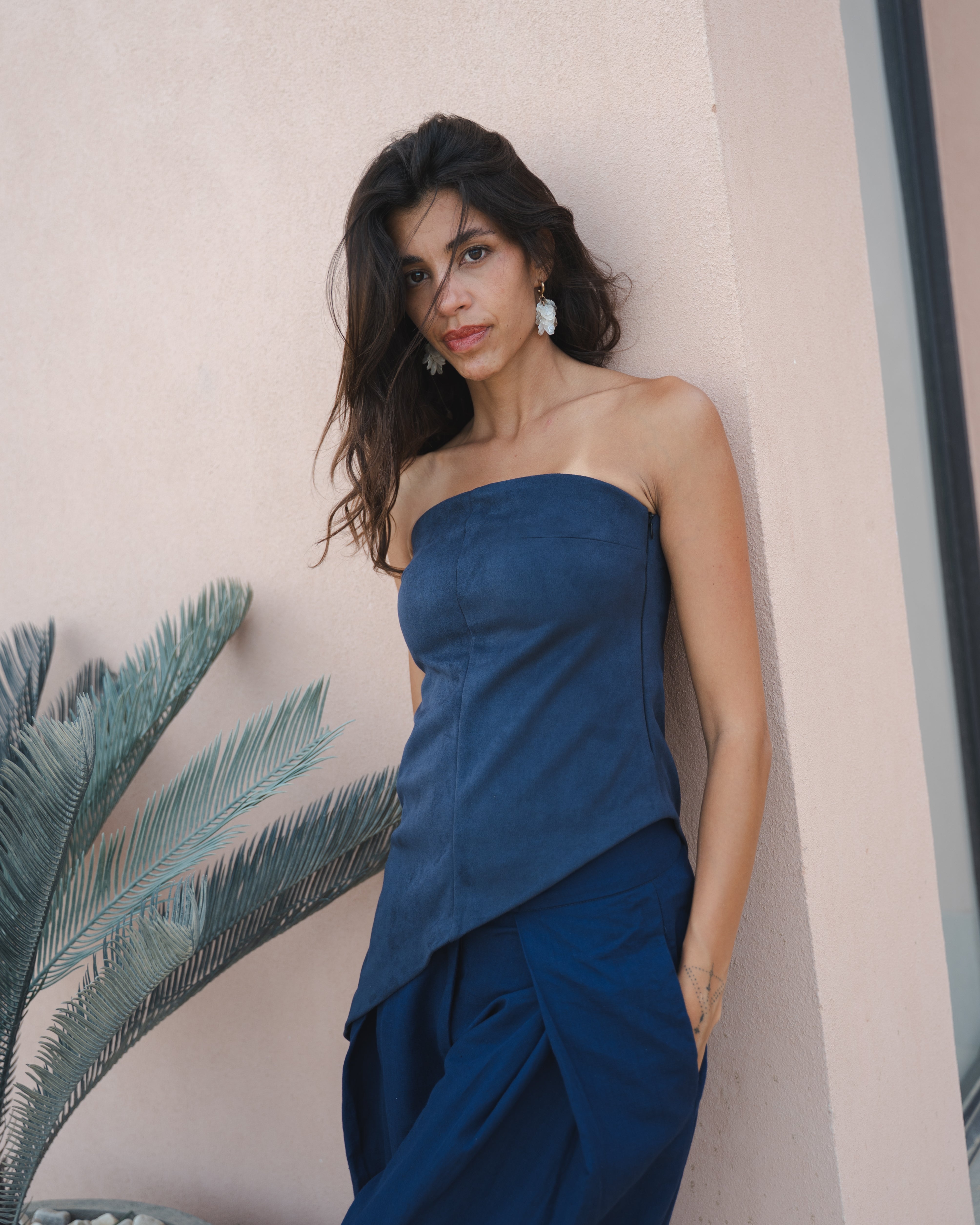 TAILORED LINEN PANTS NAVY