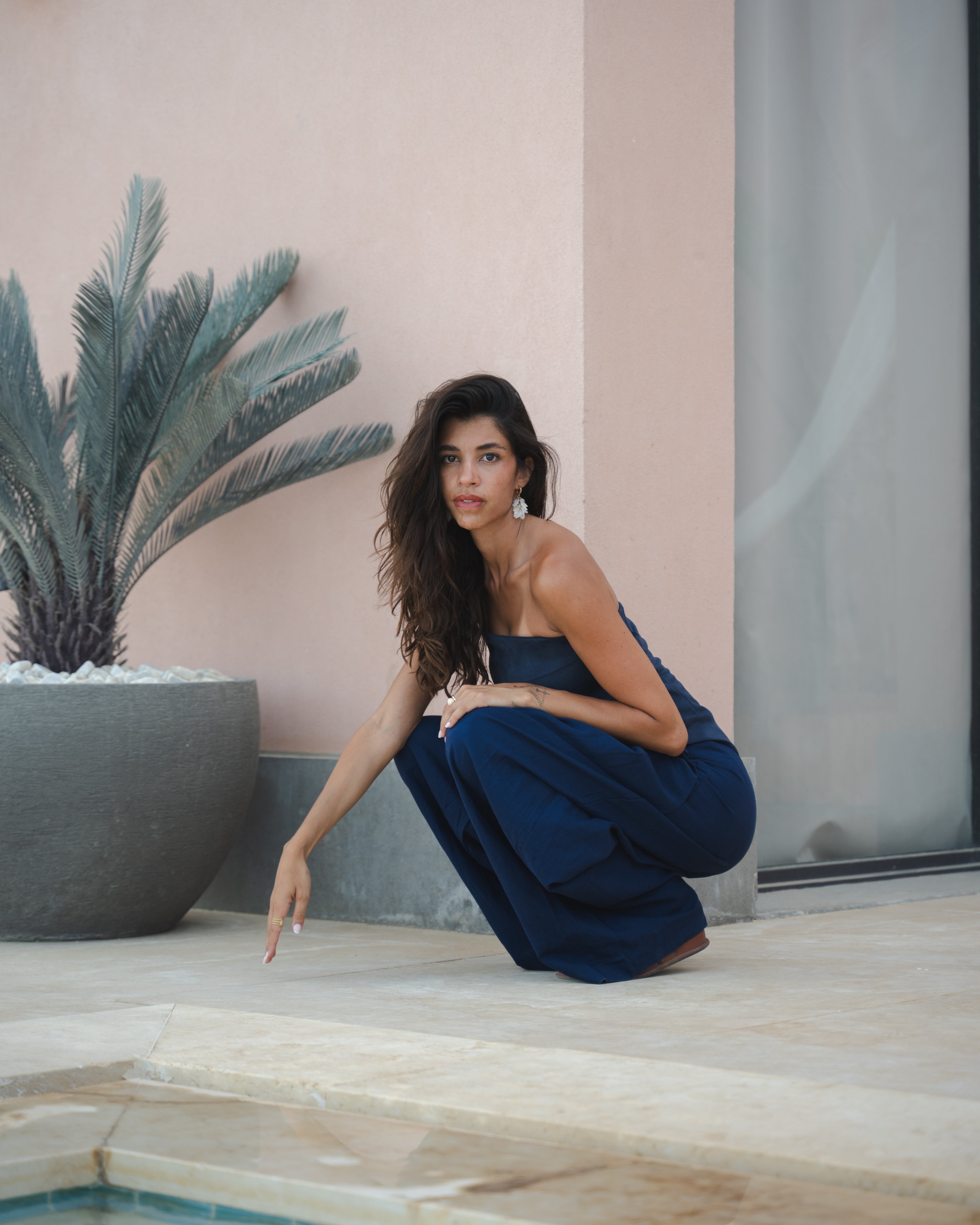 TAILORED LINEN PANTS NAVY