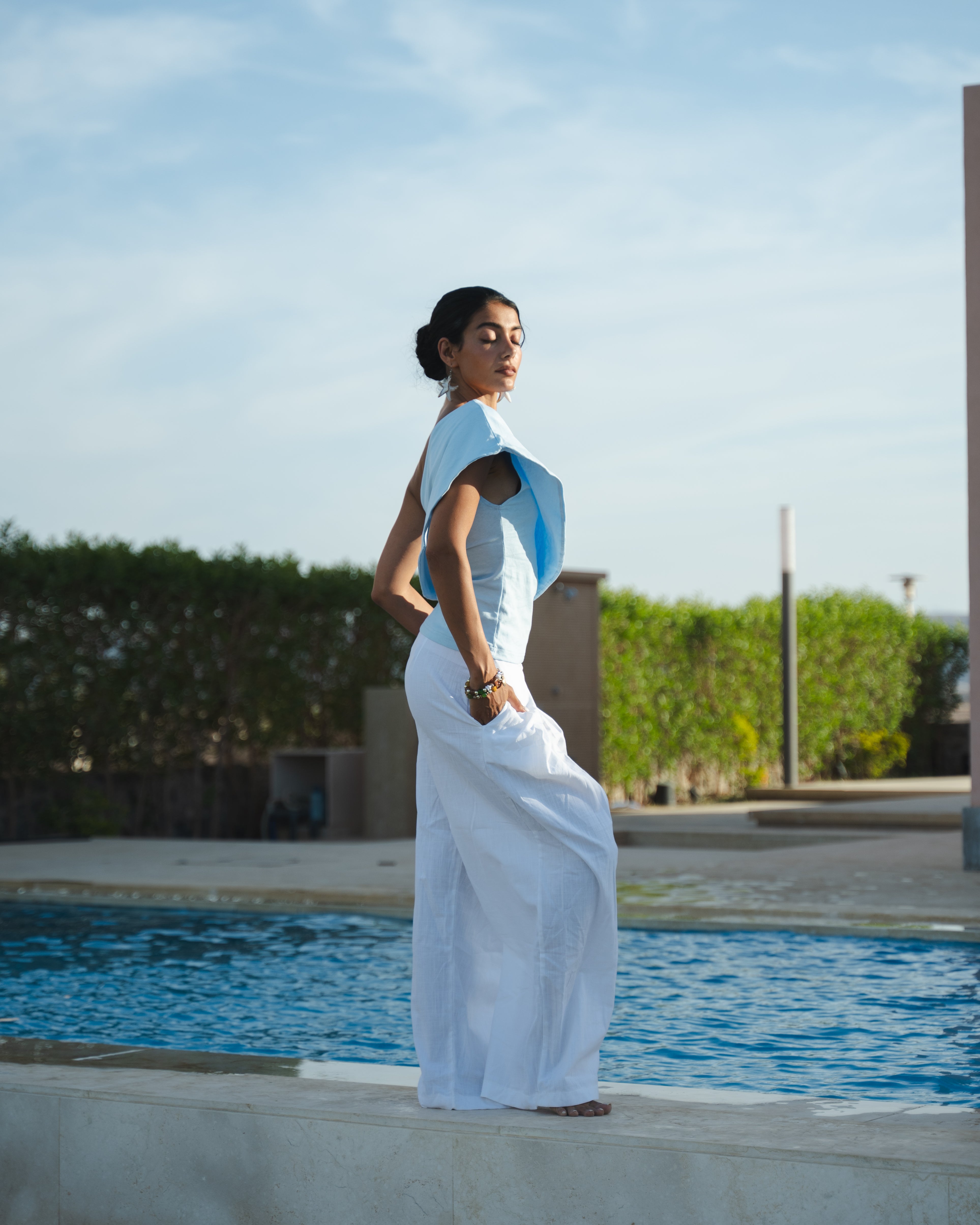 TAILORED LINEN PANTS WHITE