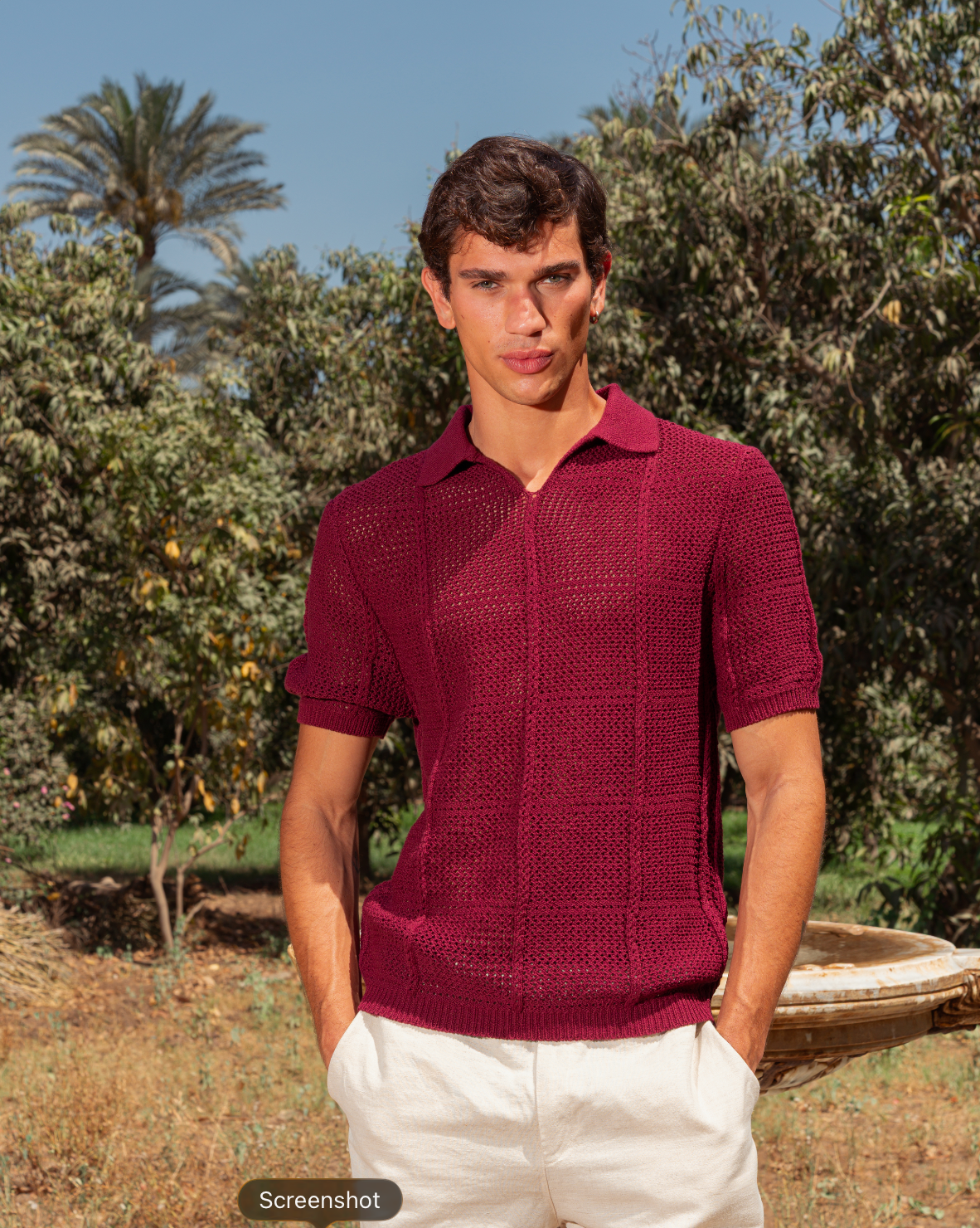 KNITTED POLO 208 BURGUNDY