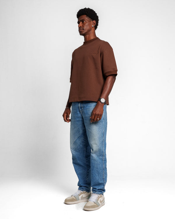 EMBROIDERY T SHIRT BROWN