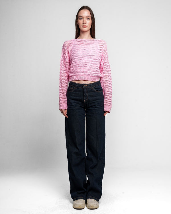 OFF SHOULDER KNITTED TOP ROSE