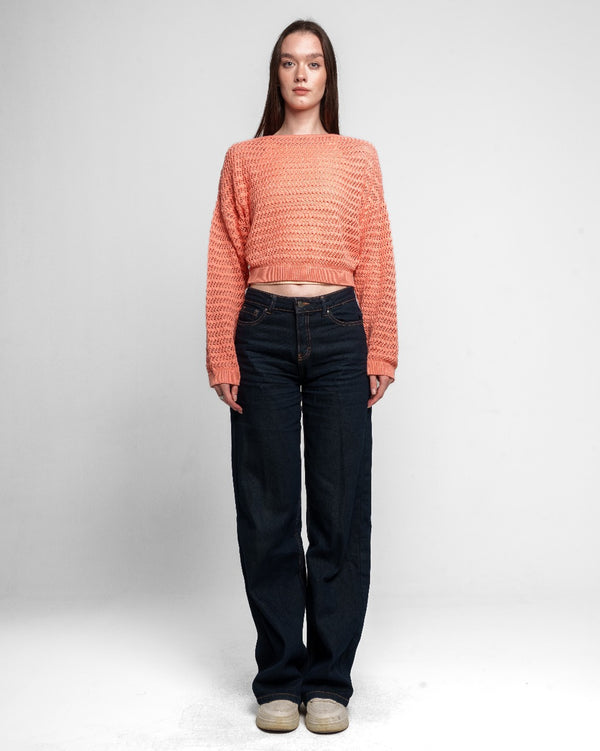 OFF SHOULDER KNITTED TOP PEACH