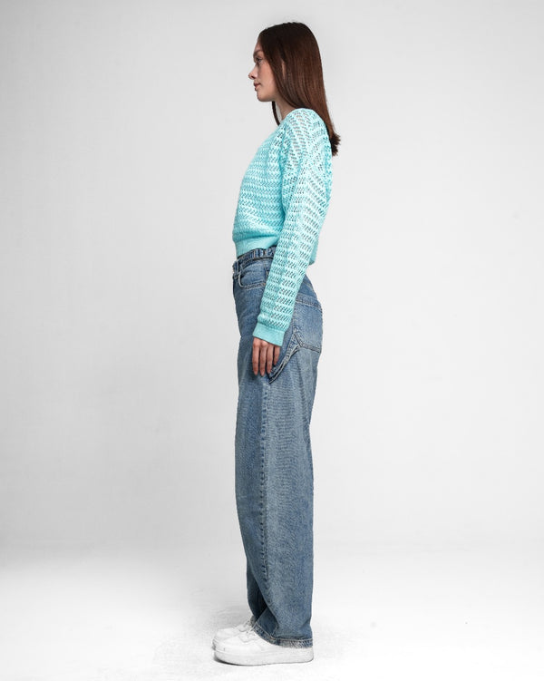 OFF SHOULDER KNITED TOP BABY BLUE