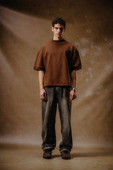 EMBROIDERY T SHIRT BROWN